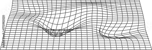 Abstract Gridded Waveform with Curvilinear Lines.