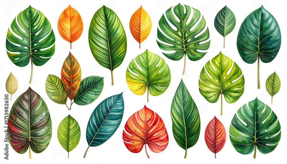 Obraz premium Colorful tropical leaves collection