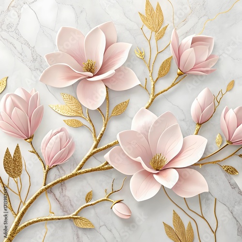 Seamless vector floral pattern with beautiful pink spring flowers