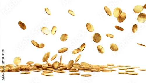 Golden coins raining down on a pile (1)