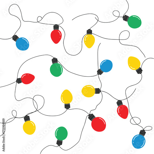 A festive display of colorful string lights illuminating a celebratory space.