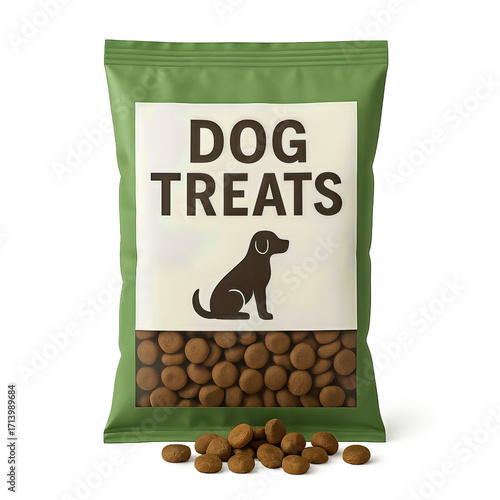 Dog Treats Packaging with Kibble. Ai generation