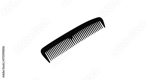 A simple black hair comb isolated on a pure white background