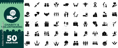 Collection of Charity And Volunteering Solid Icon Set