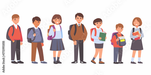 Diverse Group of School Children with Backpacks and Books