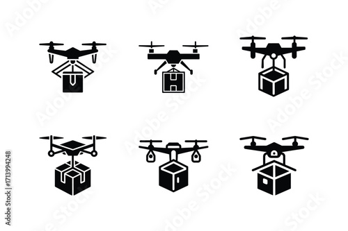 drone delivery icon silhouette vector illustration