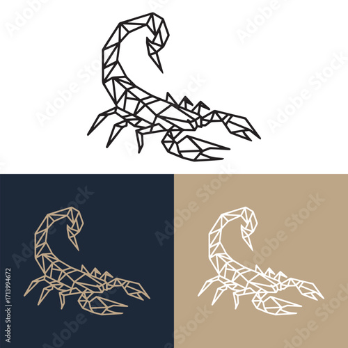 Geometric Line Art Scorpion Vector Illustration