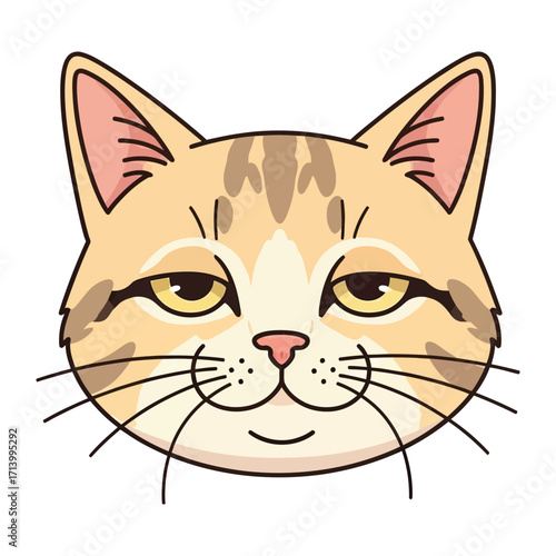 Smirking Cat Portrait: This adorable cartoon cat displays a smug grin, exuding confidence and a playful charm, ready to bring a smile to your face.