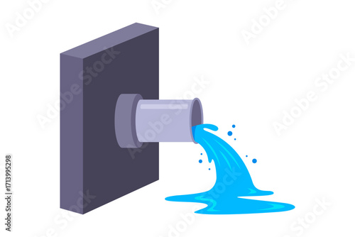 clean water flows from the pipe. flowing water. Vector illustration