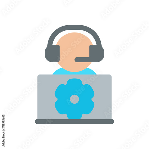 IT support simple flat icon illustration