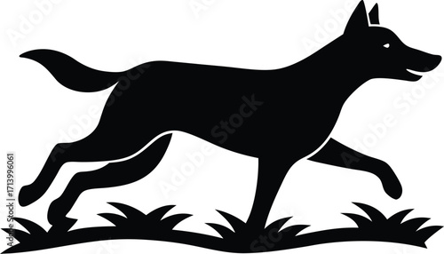 Photography Black silhouette illustration of a wild wolf or domestic dog vector art