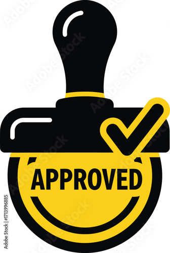 Rubber stamp with approved message and check mark