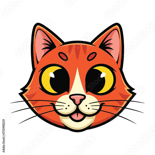 Orange Cartoon Cat: A cheerful orange cat with big eyes, playful expression. Perfect for conveying friendliness, joy, and lightheartedness.