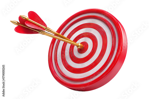 Three Arrows Hitting Red And White Bullseye Target