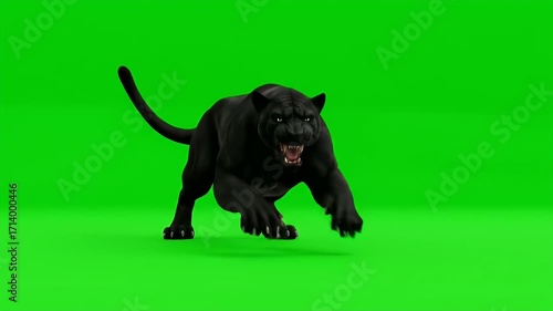 Wallpaper Mural Powerful Black Panther in Dynamic Stride on Green Screen Torontodigital.ca