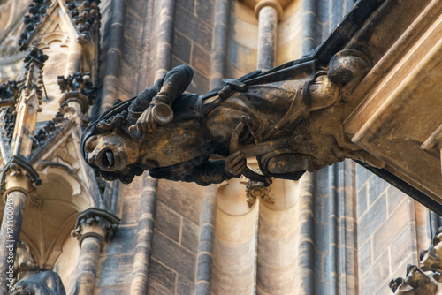 detail of the St.Vitus Cathedral, detail of building in Prague
