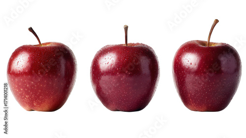 Three Shiny Red Apples on Black Background