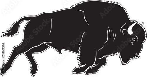 silhouette of a bull bison 