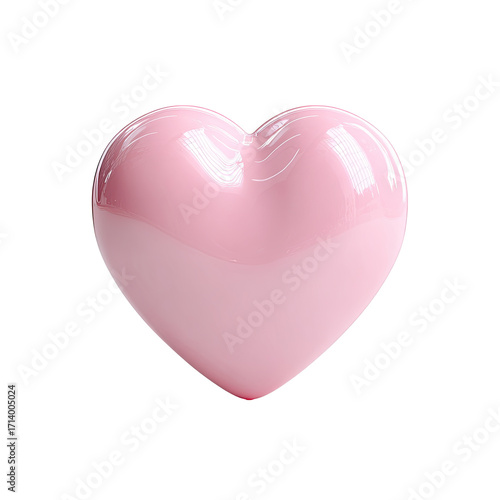 Wallpaper Mural A glossy, pale pink heart shape, rendered in a smooth, three-dimensional style, against a black background Torontodigital.ca