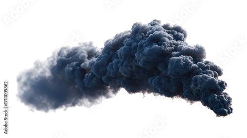 Abstract Blue and Gray Smoke Cloud on Transparent Background