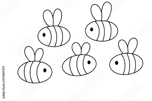 Cute cartoon honey bees flying together in a delightful swarm design for kids and nature lovers