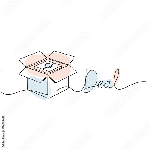 Open box with a product and "Deal" text for promotional sales