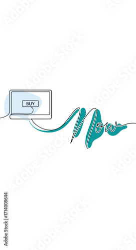 Stylish monitor displaying "Now" text for instant engagement and online promotions