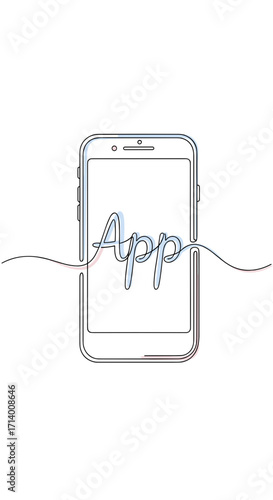 Outline smartphone displaying "App" text for mobile application promotions