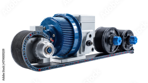 Milling machine motor and belts background isolated on a Transparent background, PNG file.