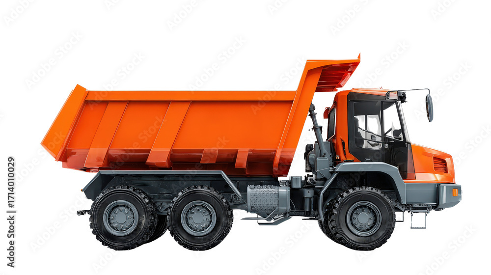 Fototapeta premium Mini earth moving truck for small sites background isolated on a Transparent background, PNG file.