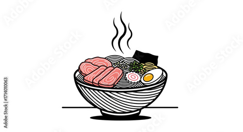Delicious Ramen Bowl Illustration