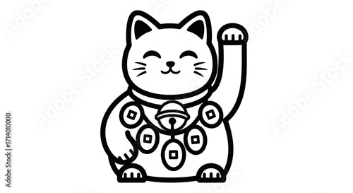 Lucky Cat Illustration Symbol of Fortune and Good Luck