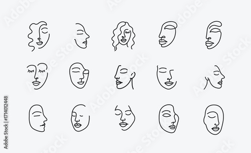 Abstract Continuous Face Line Art Graphic Pack