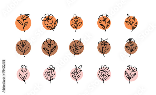 Abstract Circled Flower Line Art Graphic Pack