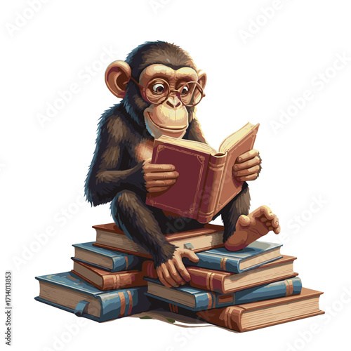 A college student with glasses reading a stack of books to get more education and knowledge in a library