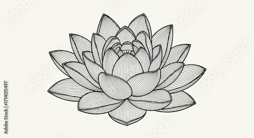 Elegant Lotus Flower Drawing Line Art Botanical Illustration