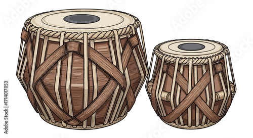 Detailed Tabla Drum Illustration An Intricate Percussion Instrument Art