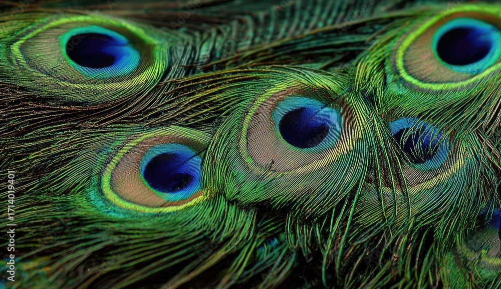 Fototapeta premium Close-up of vibrant peacock feathers