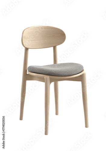 Wallpaper Mural Light wood chair with a rounded back and grey cushioned seat. Simple, modern design, slightly tapered legs Torontodigital.ca