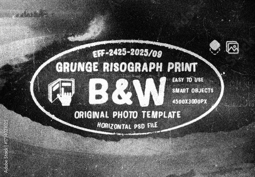 Grunge Riso Photo Effect Mockup