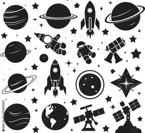 Space & Astronomy Black Silhouette Collection