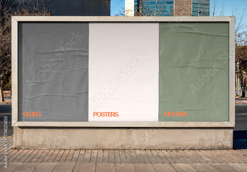 3 Glued Posters Mockup