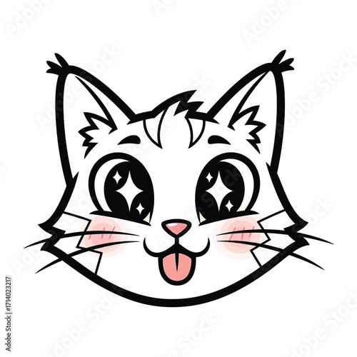 Cat Illustration: A whimsical illustration of a cute cat face. It captures the essence of fun and lightheartedness. 