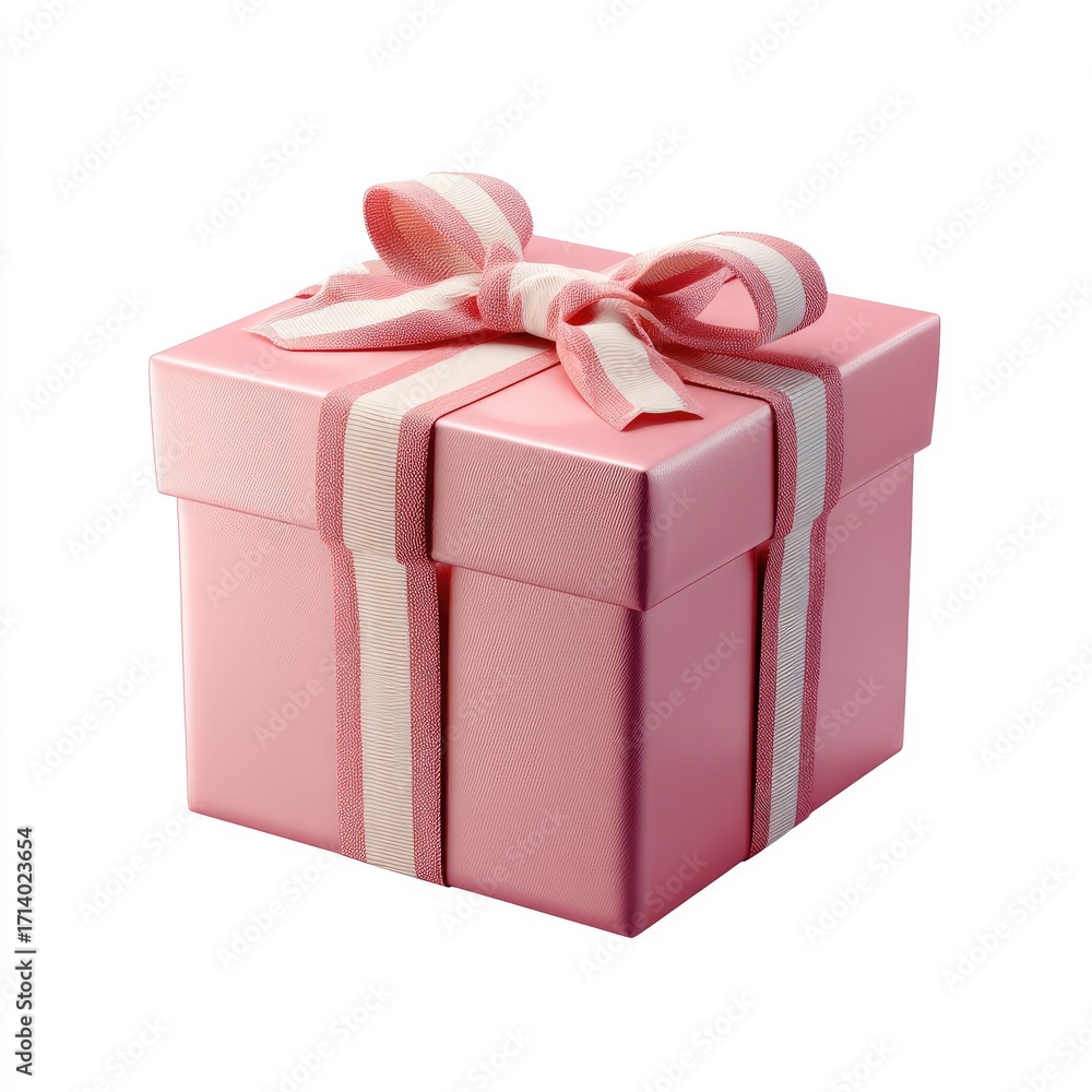 Obraz premium Pink gift box with white ribbon bow