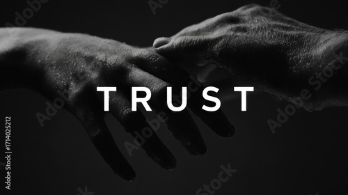 Hands reaching out with the word trust