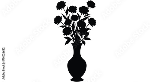 A striking silhouette of sunflowers arranged within a classic vase
