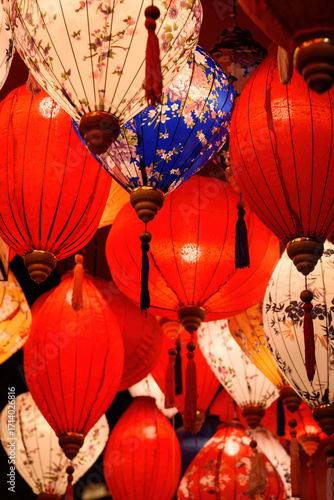Chinese lanterns. Traditional chinese stytle festival decoration for chinese new year and Lantern Festival.







