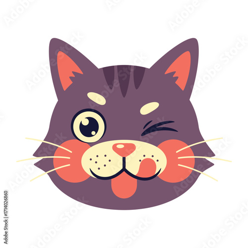 Playful Cat's Winking: An expressive cartoon cat, depicted in vivid colors, winks playfully, showcasing its charming personality and capturing the lightheartedness.