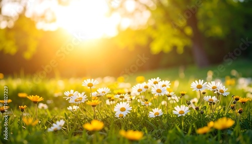 Fototapeta Naklejka Na Ścianę i Meble -  Sunny meadow with wildflowers