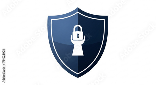 Shield with padlock icon, symbolizing security, protection, and privacy in a simple and modern design for web and app use
